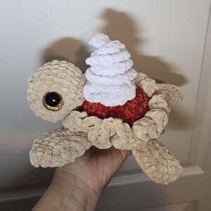 Plush Turtle Toy with Cream and Orange Shell